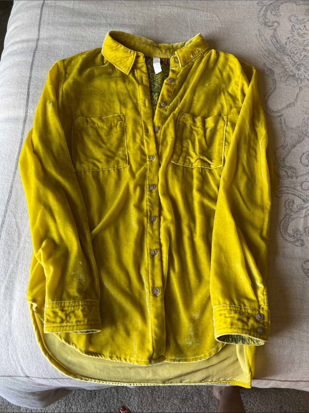 Pilcro Anthropologie Crushed Velvet Button-Down Shirt